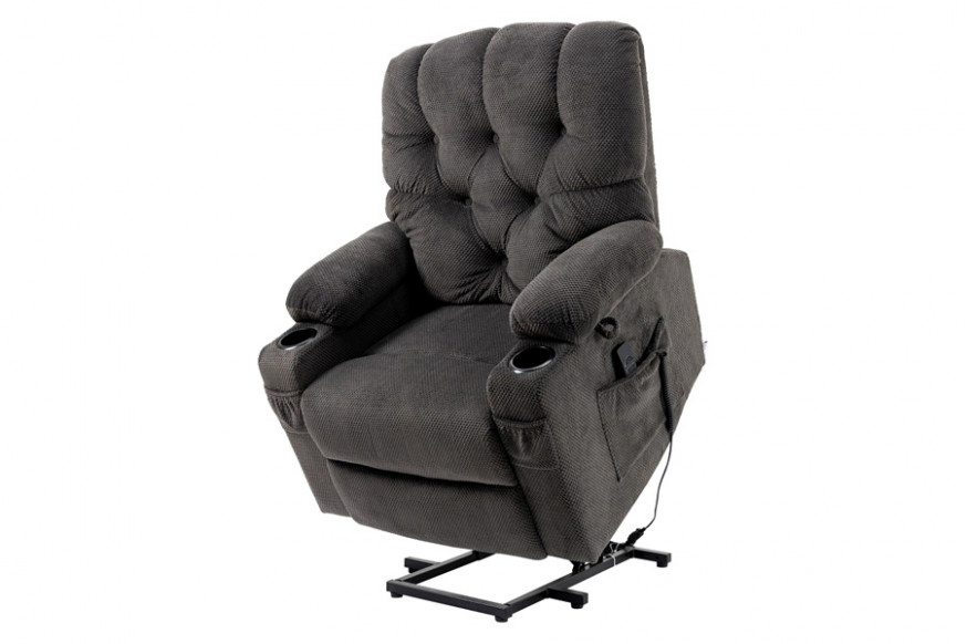 FaFurn™ - Dark Gray Upholstered Power Lift Chair Recliner with Usb Ports, Cup Holders, Side Pockets