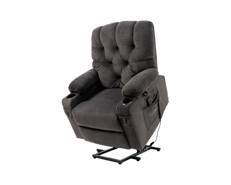 FaFurn - Dark Gray Upholstered Power Lift Chair Recliner with Usb Ports, Cup Holders, Side Pockets