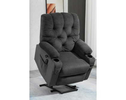 FaFurn™ - Dark Gray Upholstered Power Lift Chair Recliner with Usb Ports, Cup Holders, Side Pockets