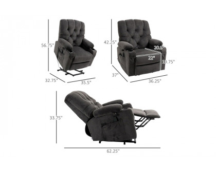 FaFurn™ - Dark Gray Upholstered Power Lift Chair Recliner with Usb Ports, Cup Holders, Side Pockets