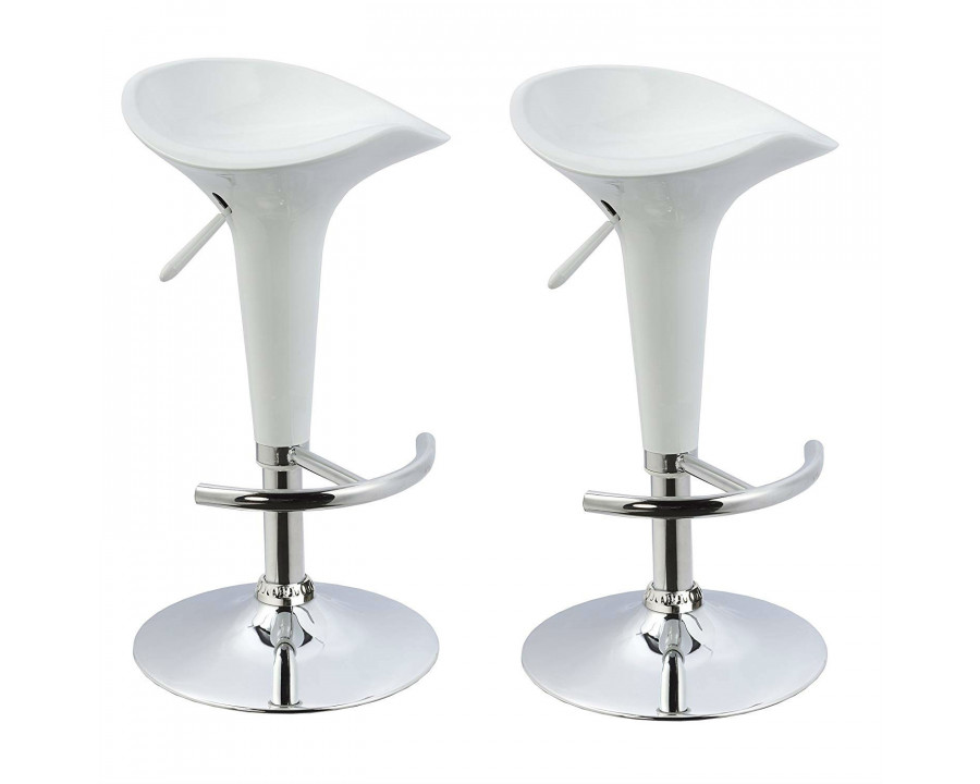 FaFurn - Set of 2 Modern Adjustable Barstools Set in White