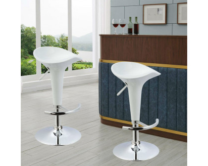 FaFurn - Set of 2 Modern Adjustable Barstools Set in White