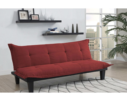 FaFurn™ - Contemporary Futon Style Sleeper Sofa Bed in Red Microfiber