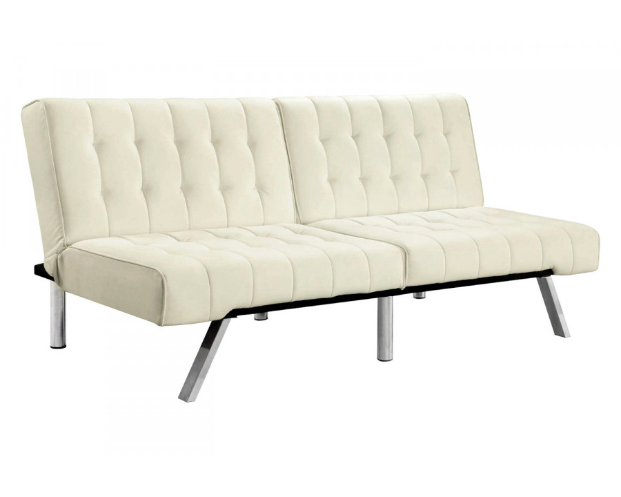 FaFurn - Split-Back Modern Futon Style Sleeper Sofa Bed in Vanilla Faux Leather