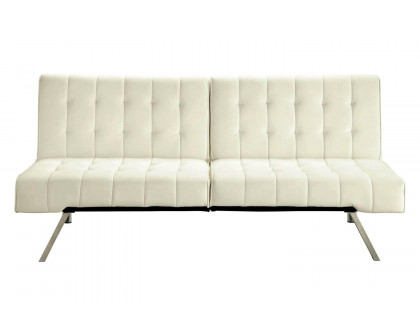 FaFurn - Split-Back Modern Futon Style Sleeper Sofa Bed in Vanilla Faux Leather