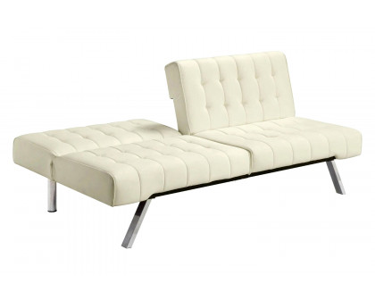 FaFurn - Split-Back Modern Futon Style Sleeper Sofa Bed in Vanilla Faux Leather