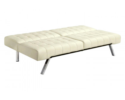 FaFurn - Split-Back Modern Futon Style Sleeper Sofa Bed in Vanilla Faux Leather