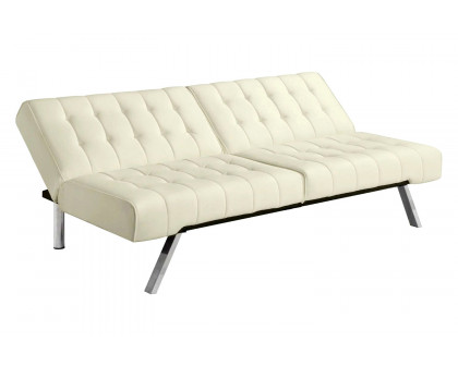 FaFurn - Split-Back Modern Futon Style Sleeper Sofa Bed in Vanilla Faux Leather