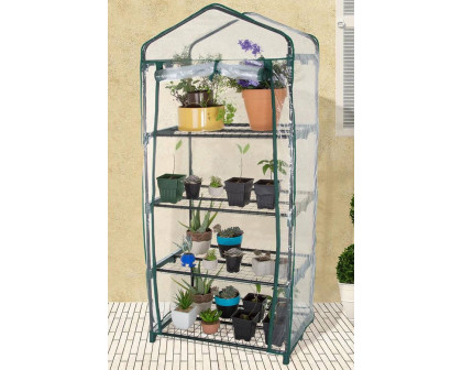 FaFurn Durable 4-Tier Plant Stand Greenhouse with Zippered Pvc Cover