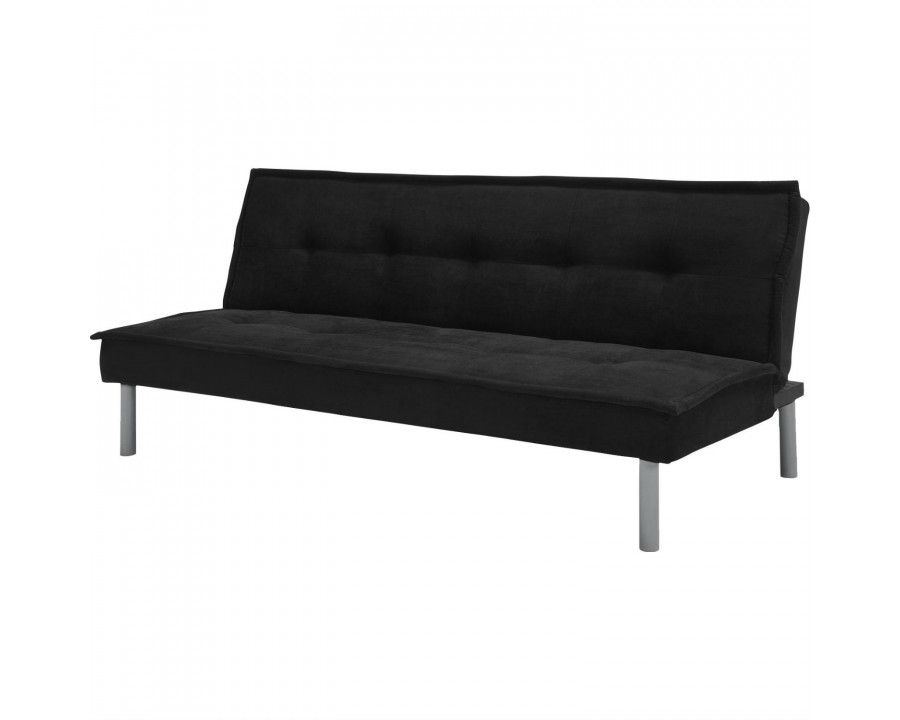 FaFurn Sofa-Bed with Metal Legs - Black, Microfiber