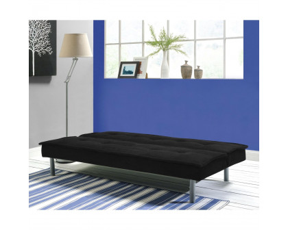 FaFurn Sofa-Bed with Metal Legs - Black, Microfiber