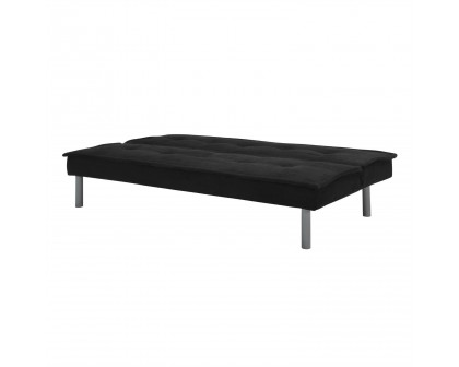 FaFurn Sofa-Bed with Metal Legs - Black, Microfiber