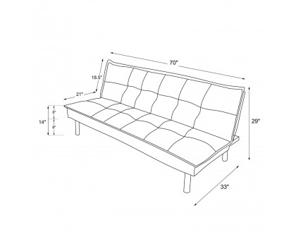 FaFurn Sofa-Bed with Metal Legs - Black, Microfiber