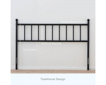 FaFurn - Traditional Queen Size Headboard in Matte Black, Metal