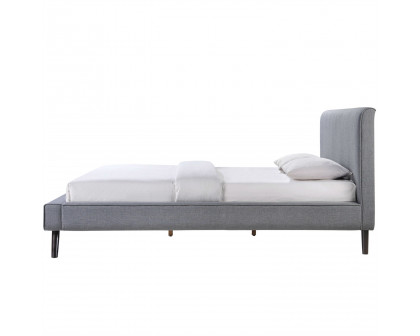 FaFurn - Full Size Platform Bed Frame with Gray Upholstered Headboard