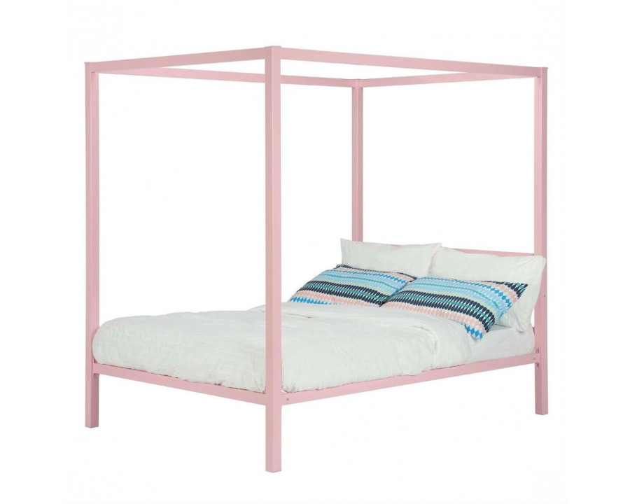 FaFurn - Full Size Canopy Bed Frame in Pink, Metal