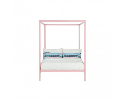 FaFurn - Full Size Canopy Bed Frame in Pink, Metal