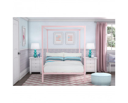 FaFurn - Full Size Canopy Bed Frame in Pink, Metal