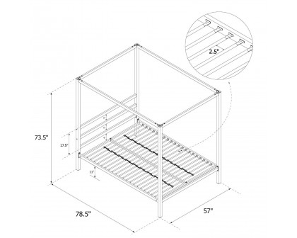 FaFurn - Full Size Canopy Bed Frame in Pink, Metal