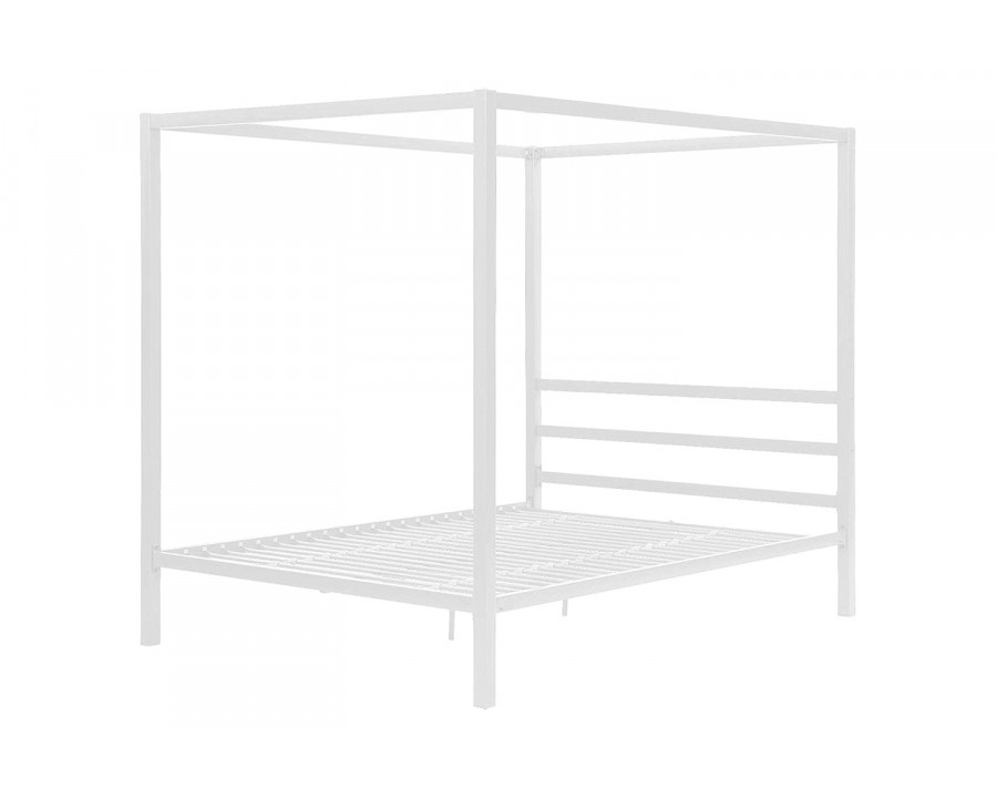 FaFurn - Queen Size Sturdy Metal Canopy Bed Frame in White Finish