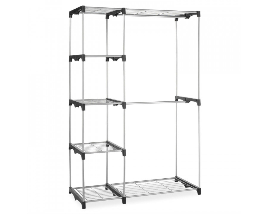 FaFurn - Garment Rack Storage Unit with Hanging Rods in Silver