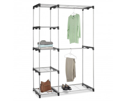 FaFurn - Garment Rack Storage Unit with Hanging Rods in Silver