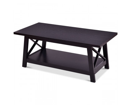 FaFurn™ Modern Coffee Table with Bottom Shelf - Black, Wood