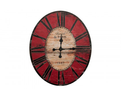 FaFurn - Oversized Distressed Paris Wood Wall Clock