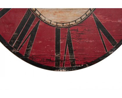 FaFurn Oversized Distressed Paris Wood Wall Clock - Red