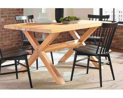 FaFurn - Modern Farmhouse Solid Dining Table in Distressed Driftwood, Pine Wood