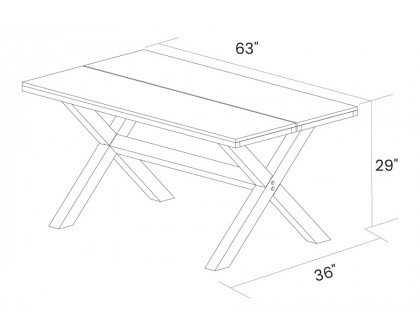 FaFurn - Modern Farmhouse Solid Dining Table in Distressed Driftwood, Pine Wood