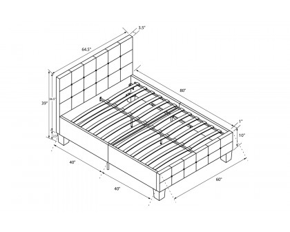 FaFurn - Queen Size Gray Linen Upholstered Platform Bed with Button-Tufted Headboard