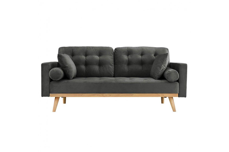 FaFurn™ Modern Sofa with Wood Legs - Dark Gray, Fabric