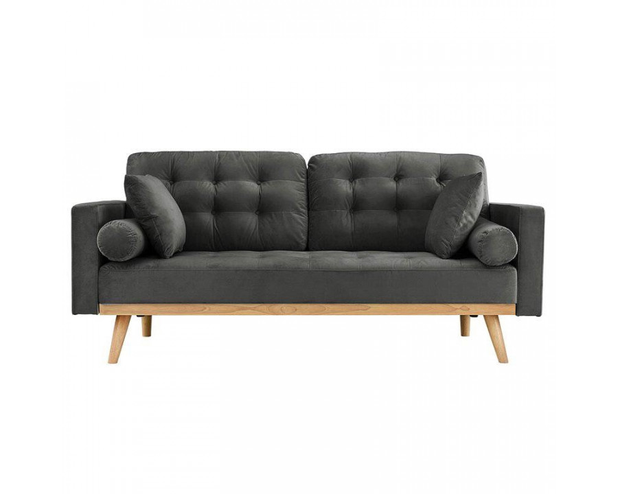 FaFurn - Modern Sofa with Wood Legs in Dark Gray, Fabric