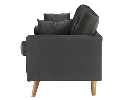 FaFurn™ Modern Sofa with Wood Legs - Dark Gray, Fabric