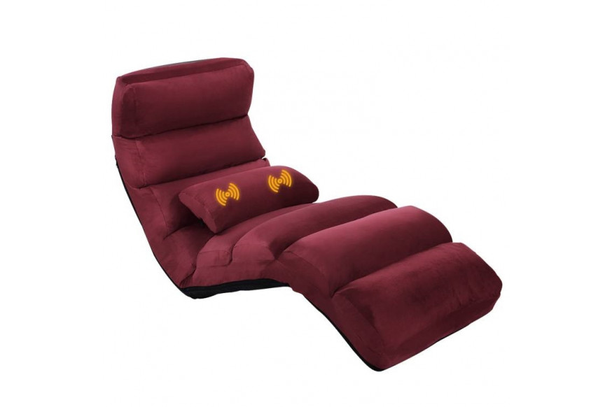 FaFurn™ Lounger Chair with Massage Pillow - Dark Red, Velvet/Fabric