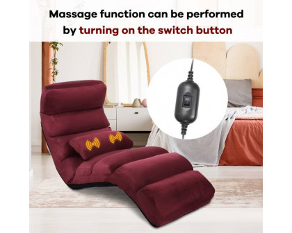 FaFurn™ Lounger Chair with Massage Pillow - Dark Red, Velvet/Fabric