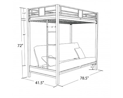 FaFurn Twin Size Bunk Bed - Silver/Black, Metal