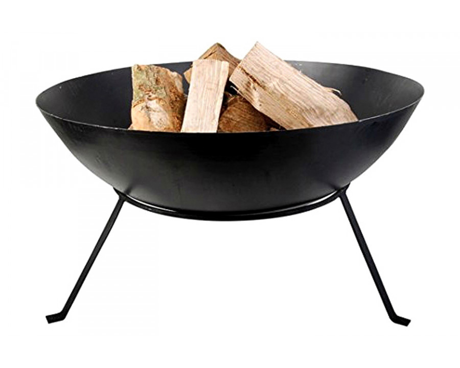 FaFurn - Black Cast Iron 23-Inch Outdoor Fire Pit Bowl with Stand