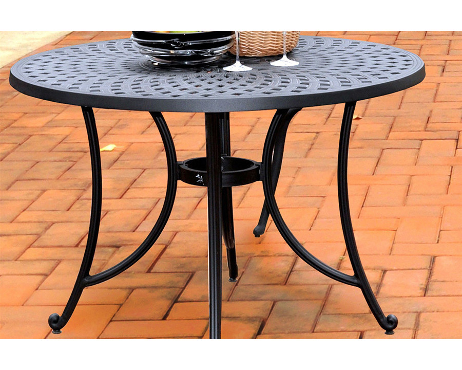 FaFurn - Round 42-Inch Cast Aluminum Outdoor Dining Table in Charcoal Black