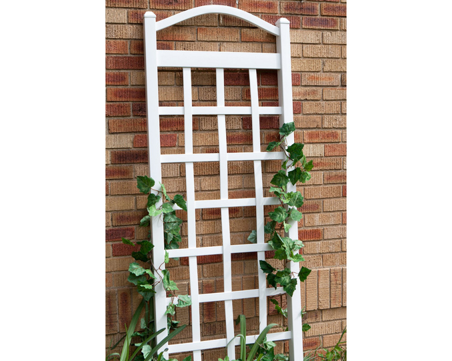 FaFurn - 6 Ft White Vinyl Garden Trellis with Arch Top with Ground Mount Anchors