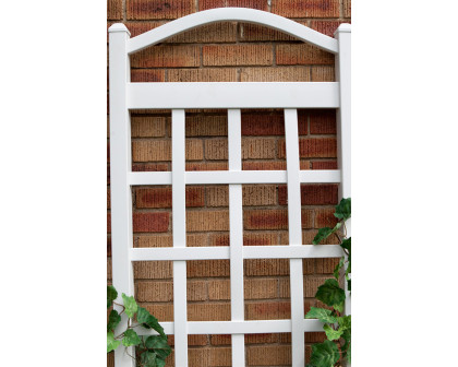 FaFurn - 6 Ft White Vinyl Garden Trellis with Arch Top with Ground Mount Anchors