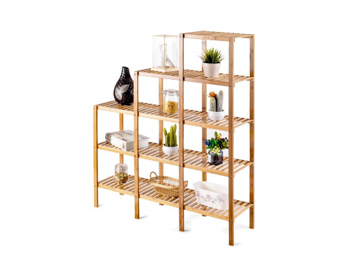 FaFurn - Bamboo Wood 5-Tier Versatile Bookcase Plant Stand Storage Rack