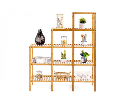 FaFurn - Bamboo Wood 5-Tier Versatile Bookcase Plant Stand Storage Rack