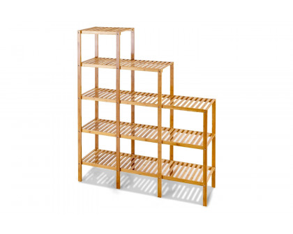 FaFurn - Bamboo Wood 5-Tier Versatile Bookcase Plant Stand Storage Rack