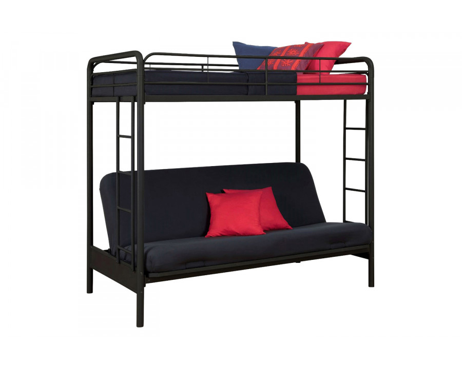 FaFurn - Twin Over Full Futon Bunk Bed Sleeper Sofa in Black Metal