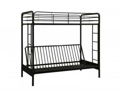 FaFurn - Twin Over Full Futon Bunk Bed Sleeper Sofa in Black Metal