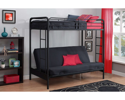 FaFurn - Twin Over Full Futon Bunk Bed Sleeper Sofa in Black Metal