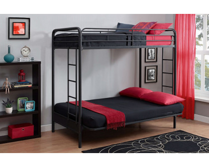 FaFurn - Twin Over Full Futon Bunk Bed Sleeper Sofa in Black Metal