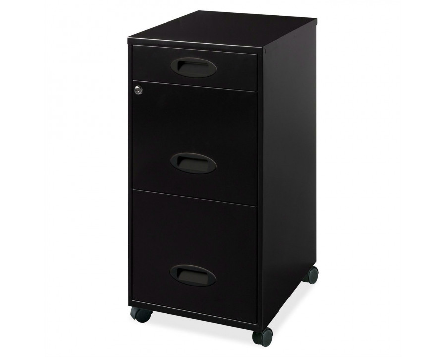 FaFurn - 3-Drawer File Cabinet with Mobile Rolling Casters in Black